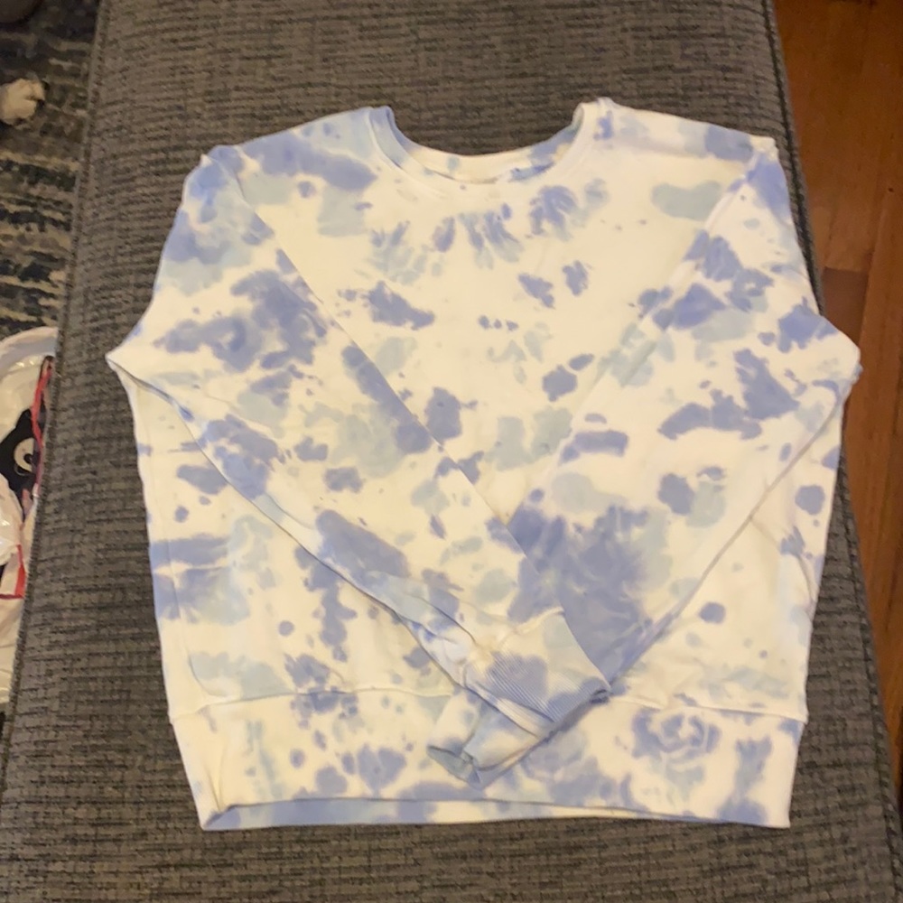 Different shades of Blue and white sweatshirt